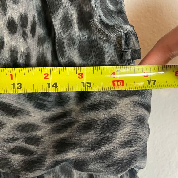 America & Beyond Sheer  Maxi Dress Swim Cover Up Animal Print XL High slit Beach - Picture 10 of 14